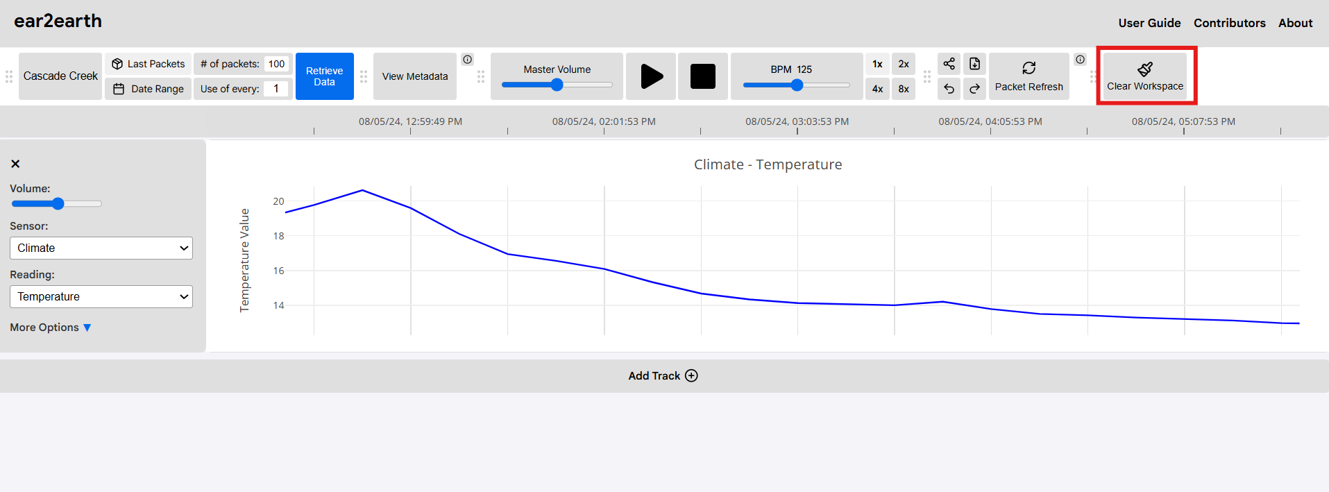 user selects 'Clear Workspace'